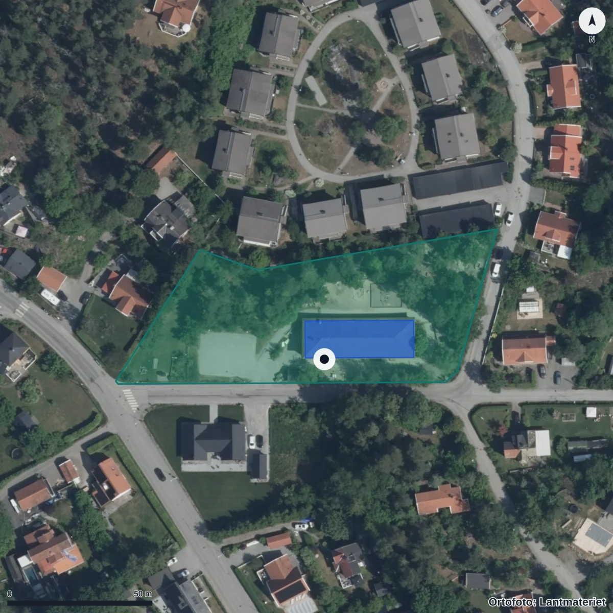 Aerial view of Norlandia Förskolor Rönninge, orthophoto from Lantmäteriet