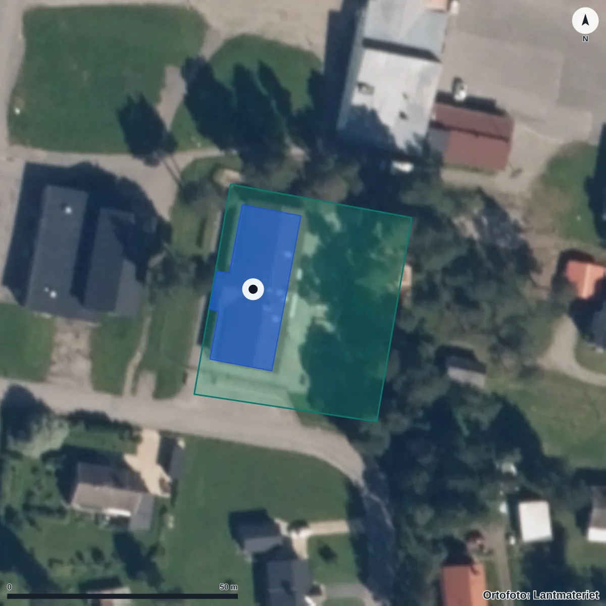 Aerial view of Karlavagnens Förskola, orthophoto from Lantmäteriet