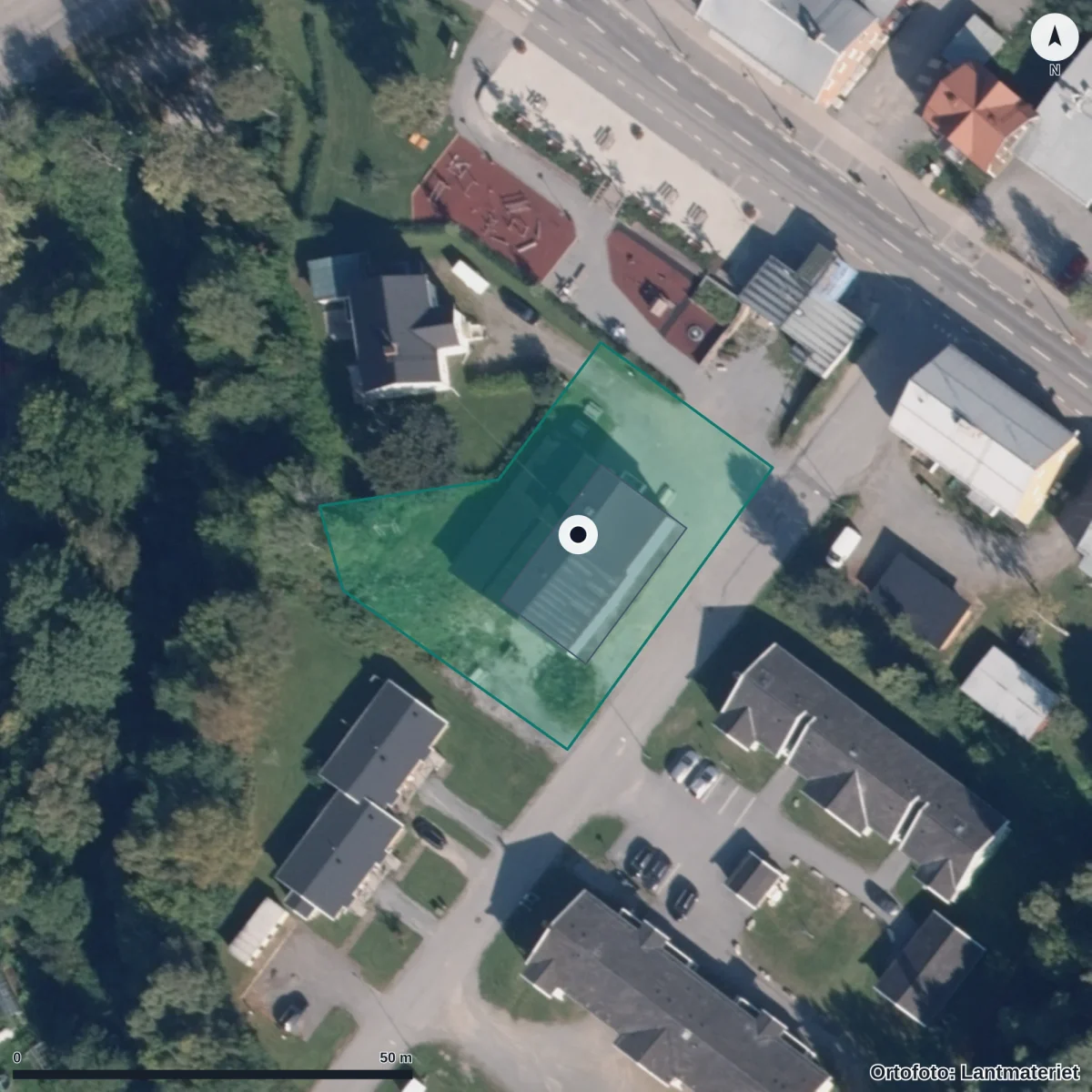 Aerial view of Förskolan Växthuset, orthophoto from Lantmäteriet