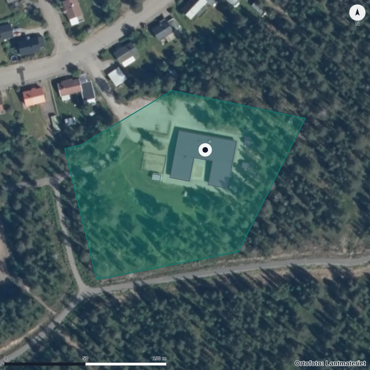 Flygbild över Humlan, ortofoto från Lantmäteriet