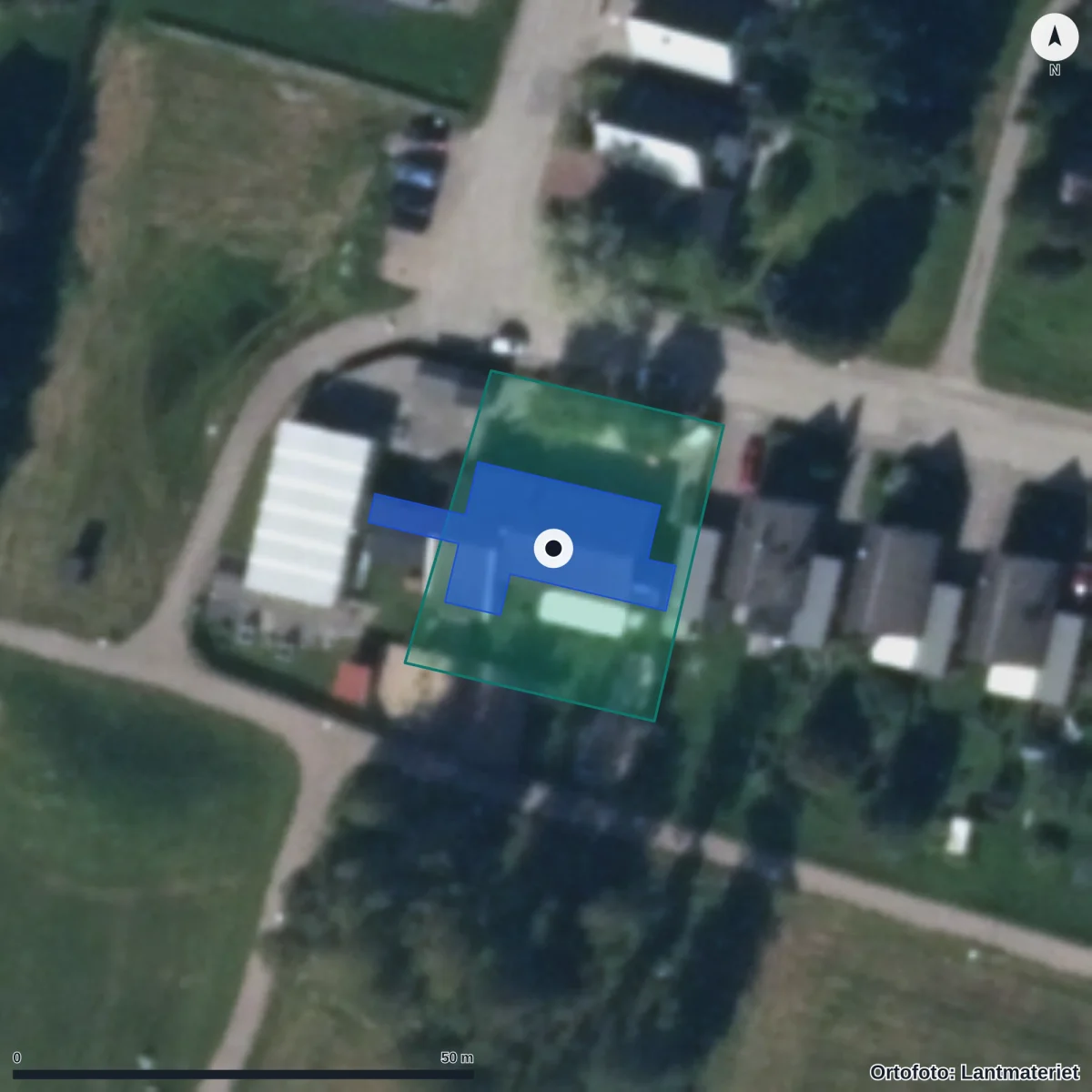 Aerial view of Sörgårdens Förskola, orthophoto from Lantmäteriet