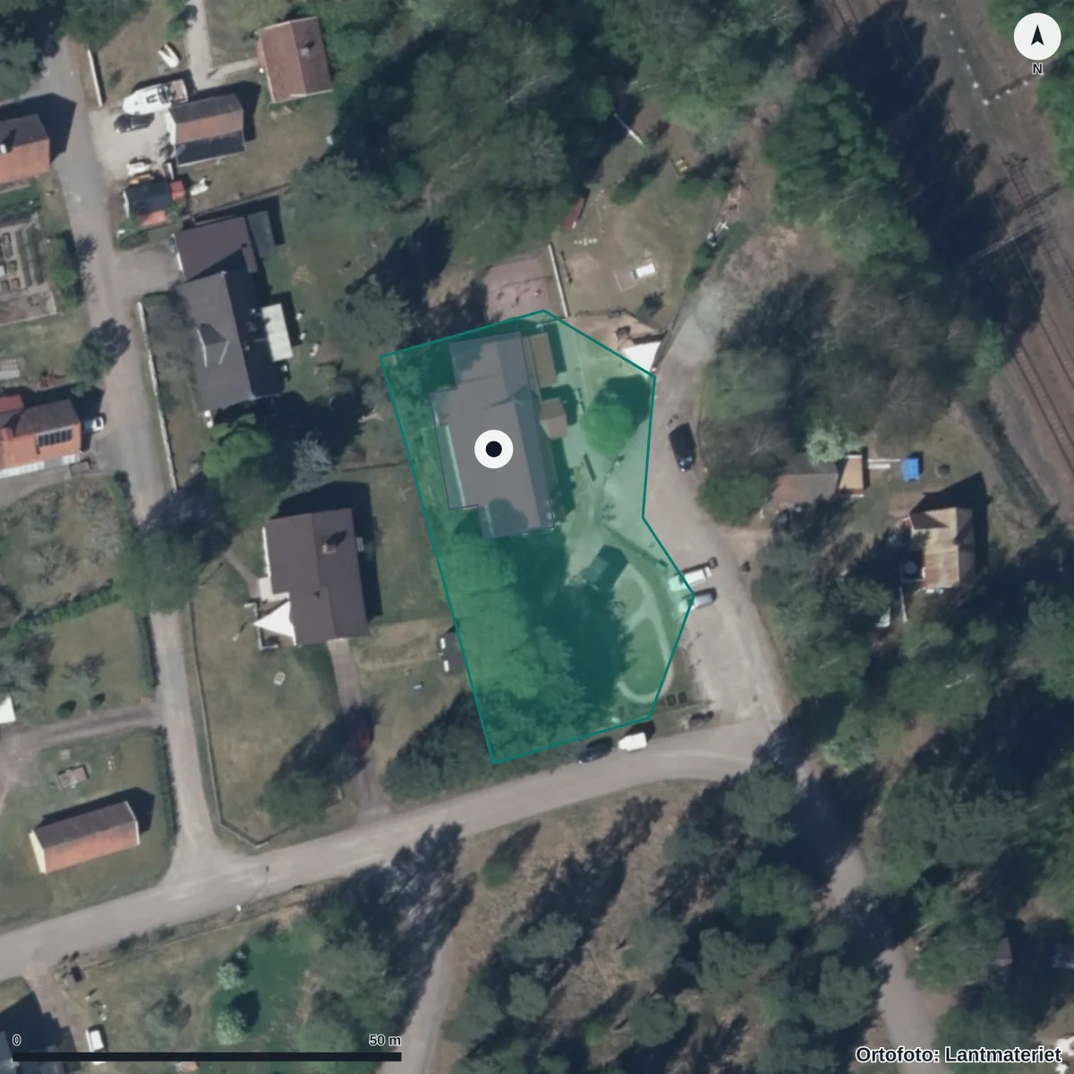 Flygbild över Föräldrakooperativet Knippan, ortofoto från Lantmäteriet