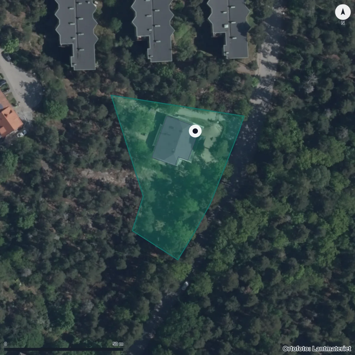 Aerial view of Förskolan Äppelbo, orthophoto from Lantmäteriet