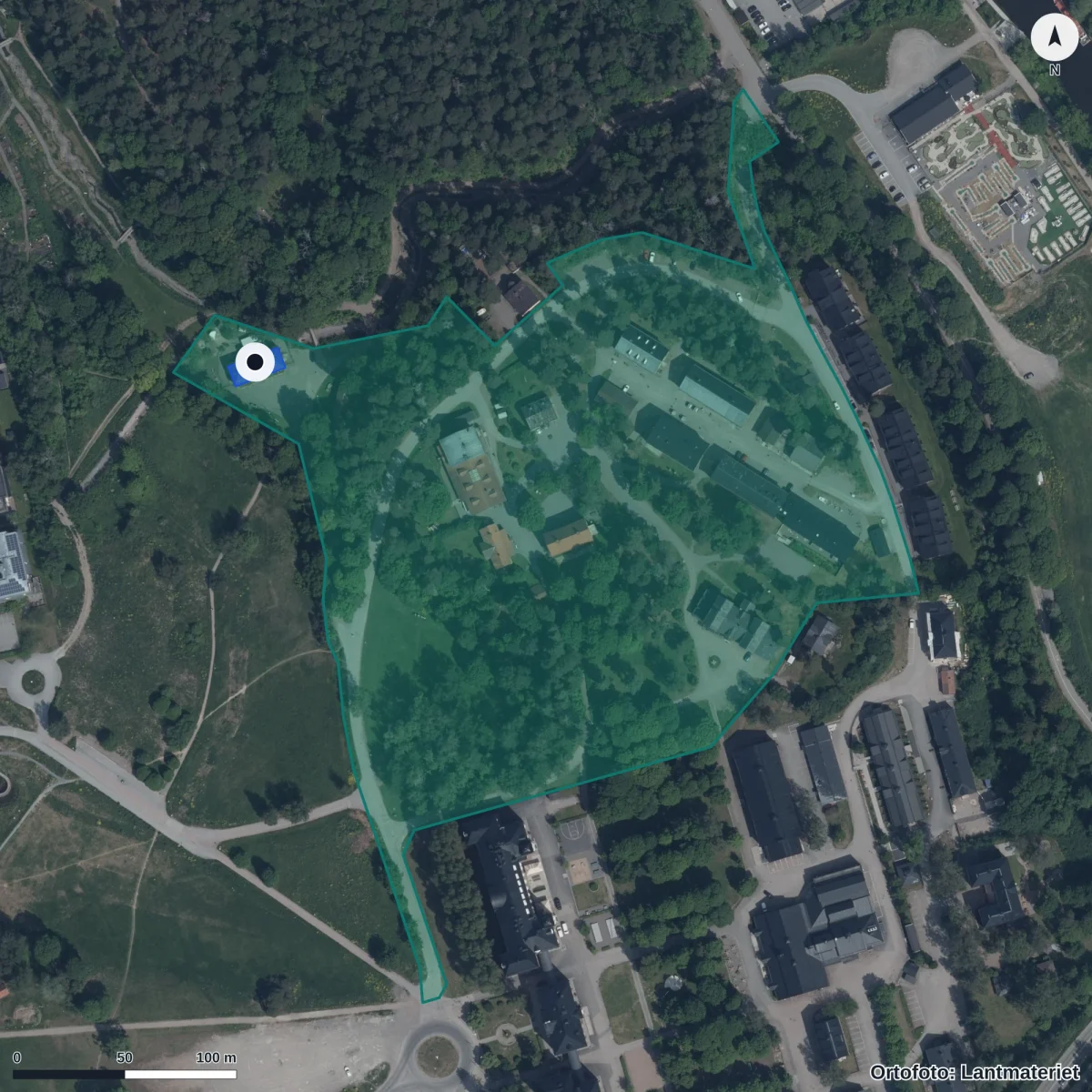 Aerial view of Förskolan Da Vinci, orthophoto from Lantmäteriet