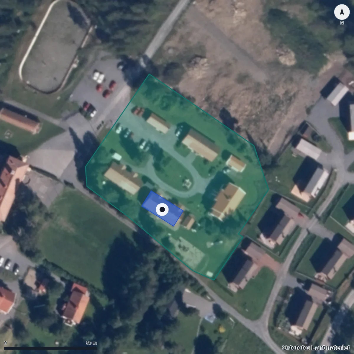 Aerial view of Föräldrakooperativet Jordgubben, orthophoto from Lantmäteriet