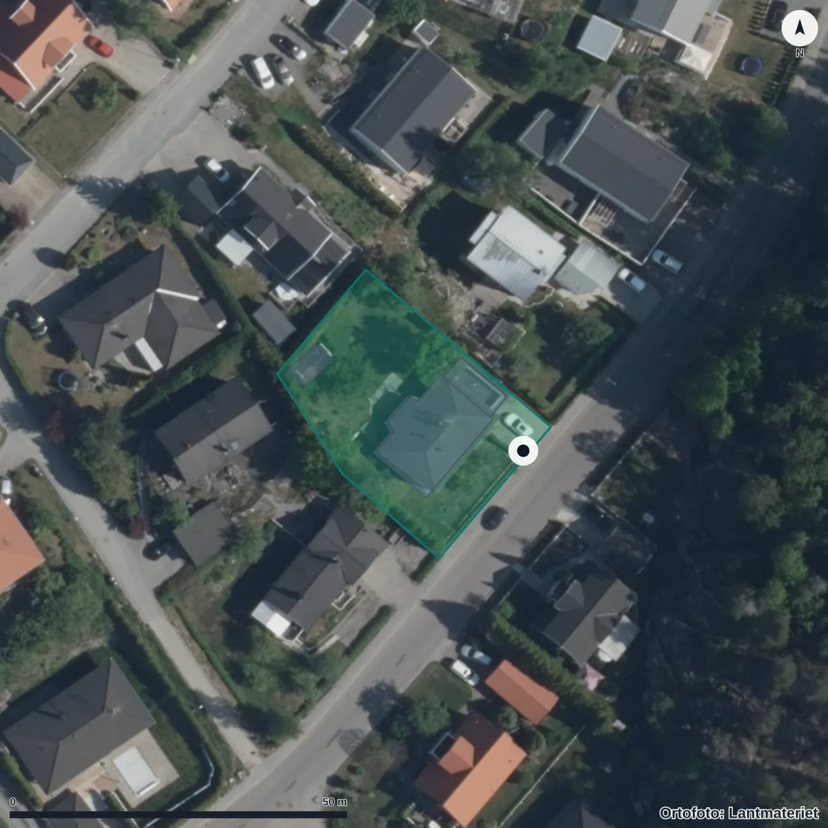 Flygbild över Förskolan Änglan, ortofoto från Lantmäteriet