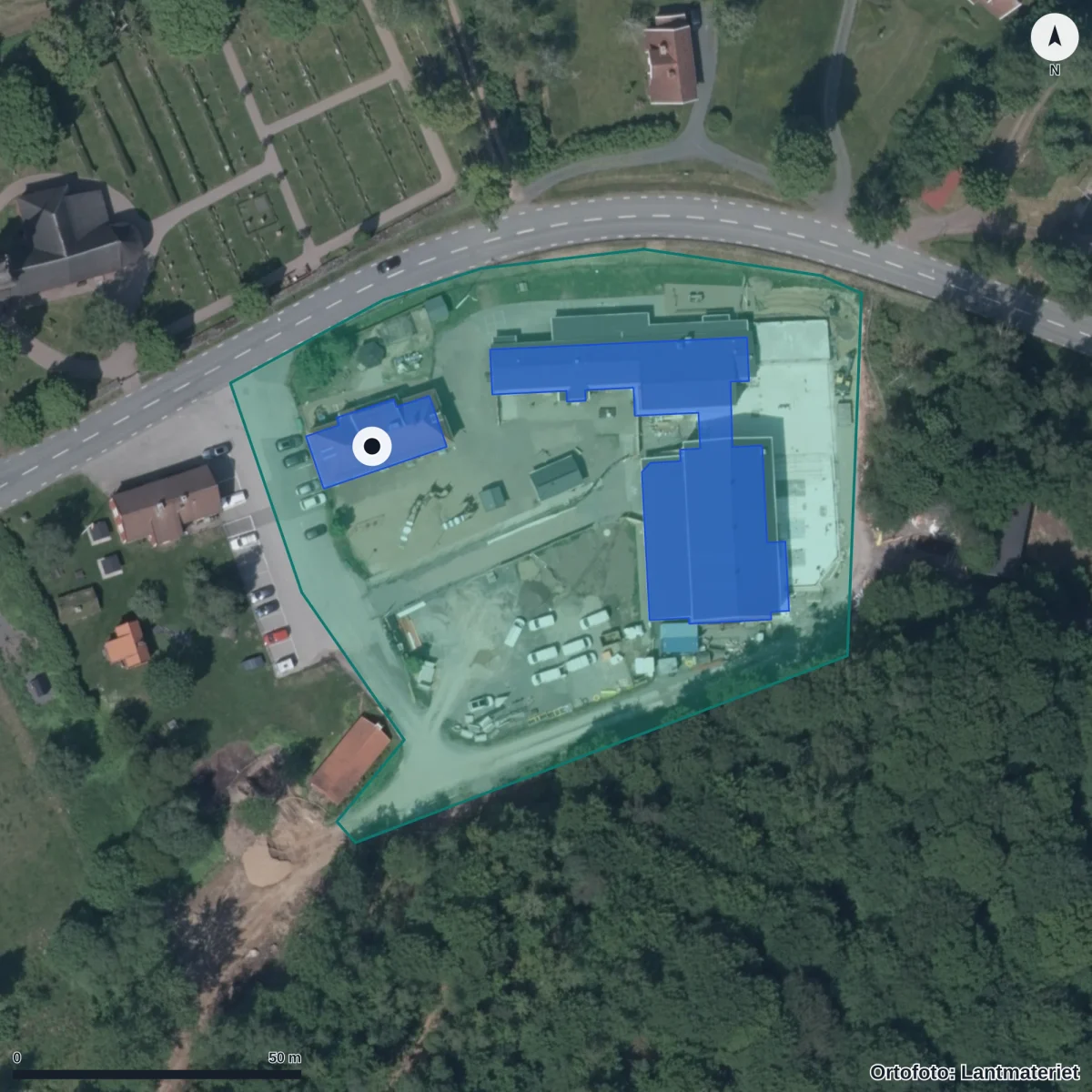 Aerial view of Vireda Förskola, orthophoto from Lantmäteriet