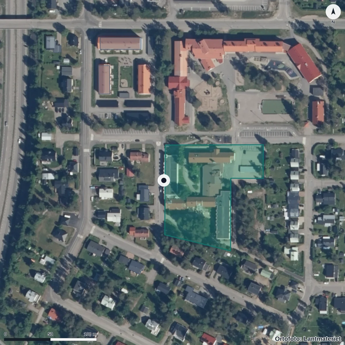 Aerial view of Hedens Förskola, orthophoto from Lantmäteriet