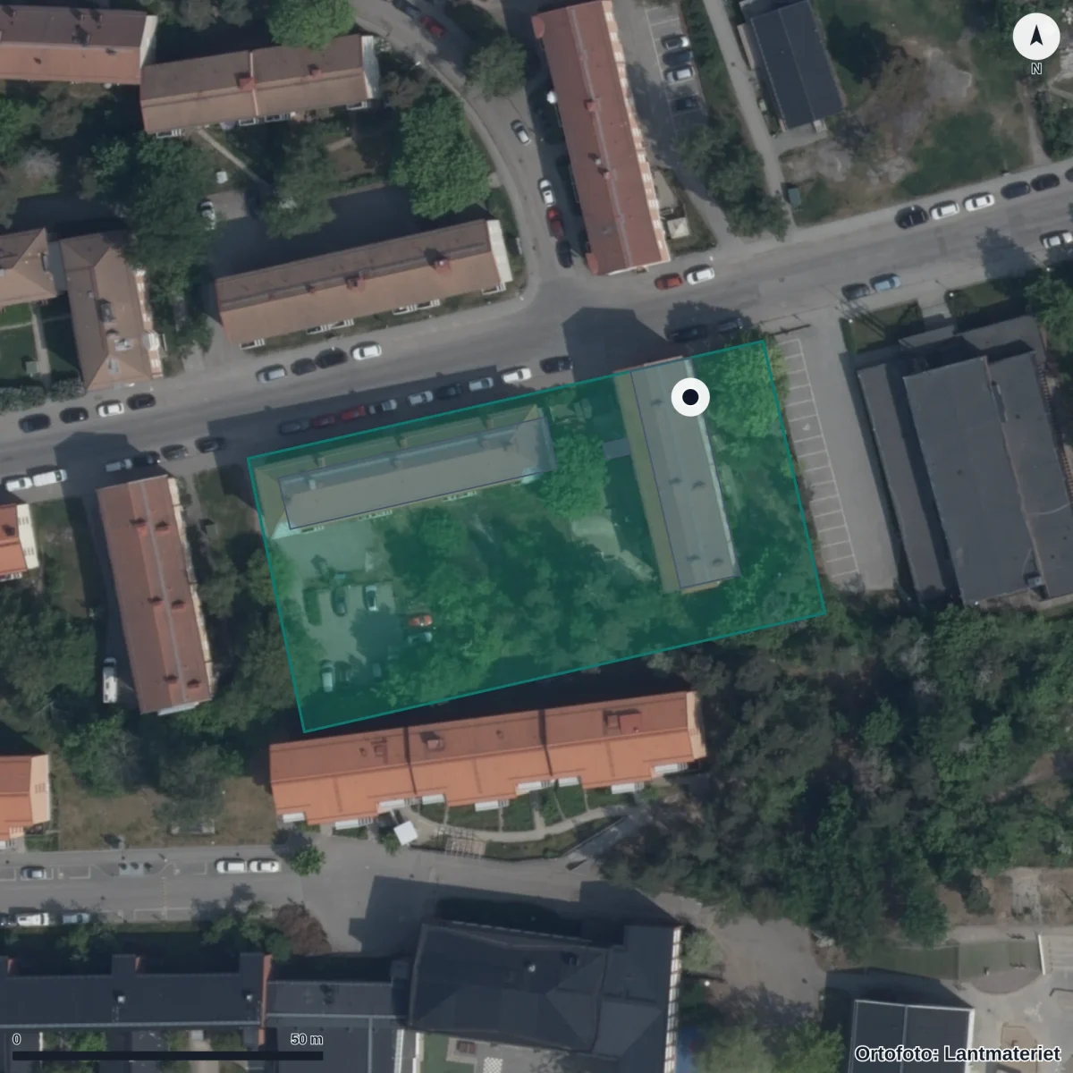 Flygbild över Förskolan Tallgubben, ortofoto från Lantmäteriet