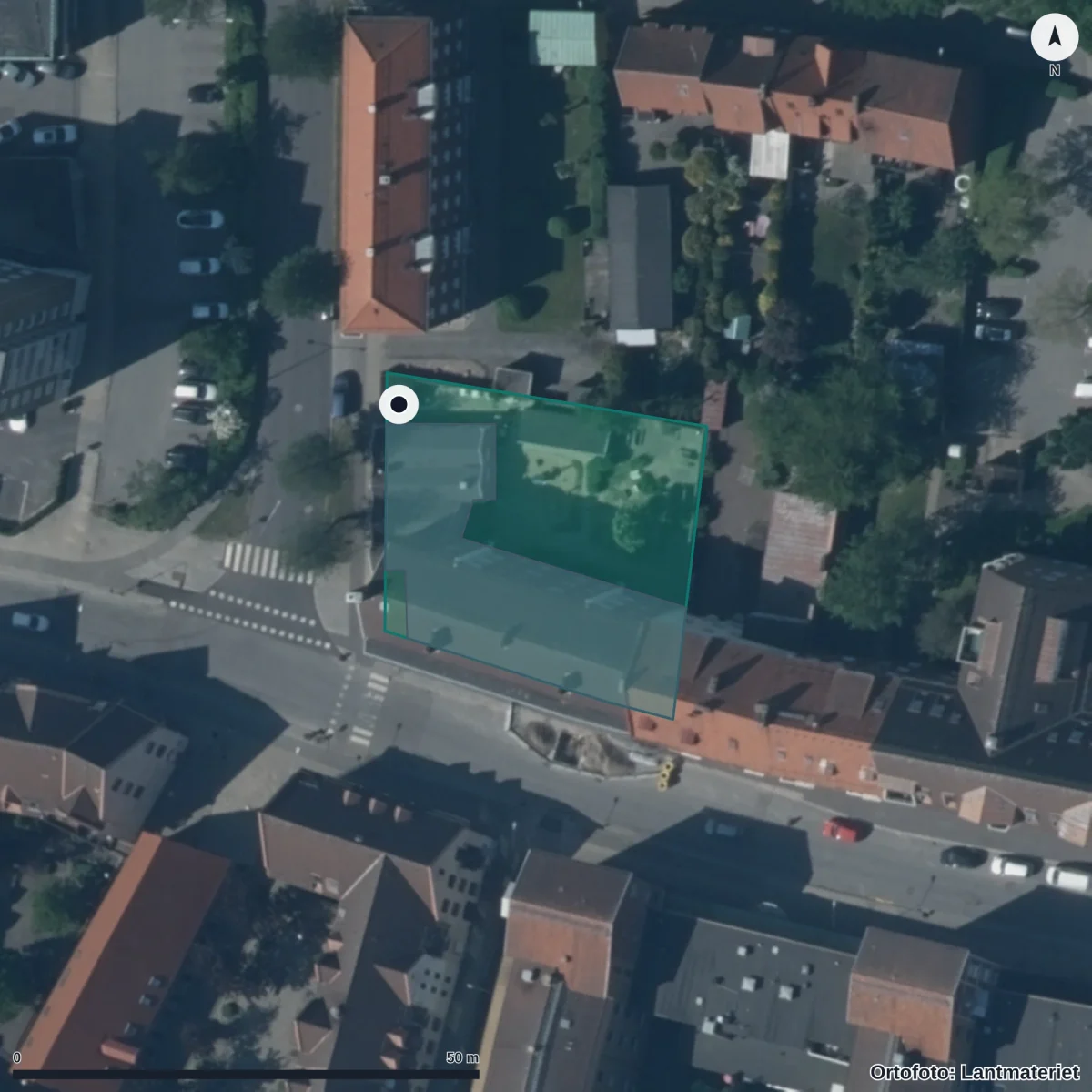 Flygbild över Månkattensförskola AB, ortofoto från Lantmäteriet
