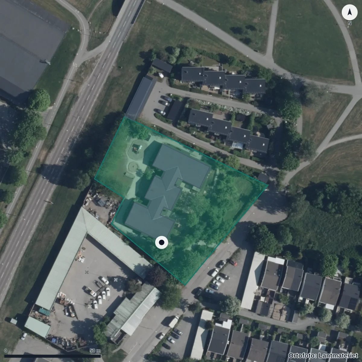 Flygbild över Förskolan Torpstugan, ortofoto från Lantmäteriet