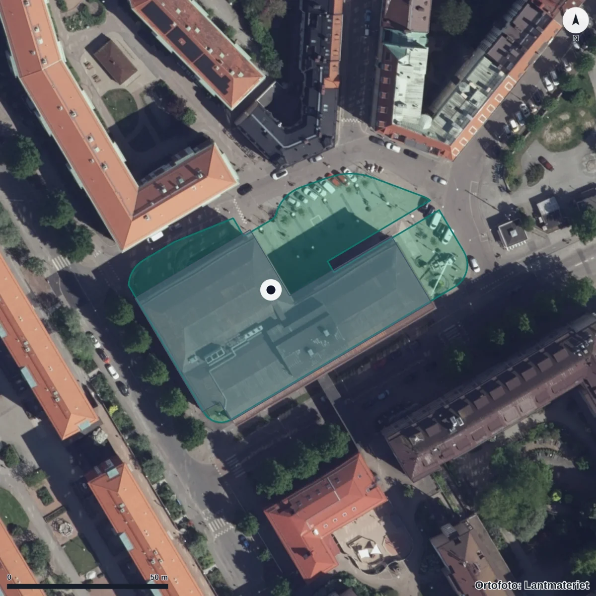 Aerial view of Förskolan Upptäckarna, orthophoto from Lantmäteriet
