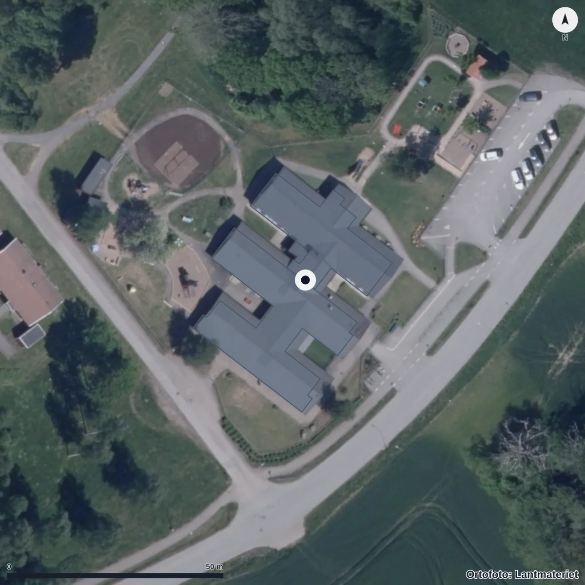 Aerial view of Lillebo Förskola, orthophoto from Lantmäteriet