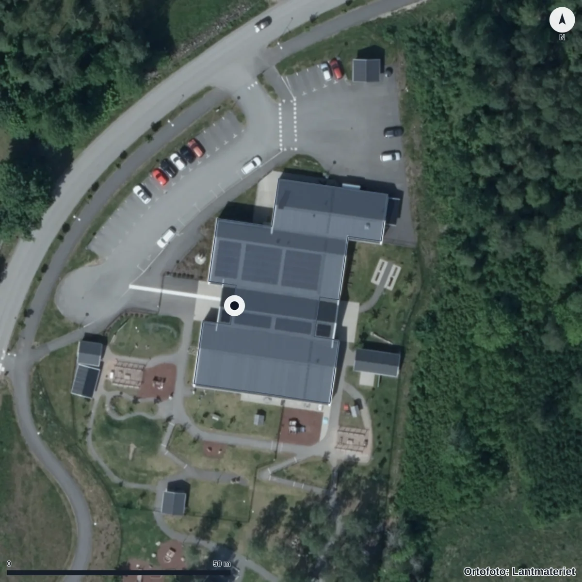 Aerial view of Himlabackarnas Förskola, orthophoto from Lantmäteriet