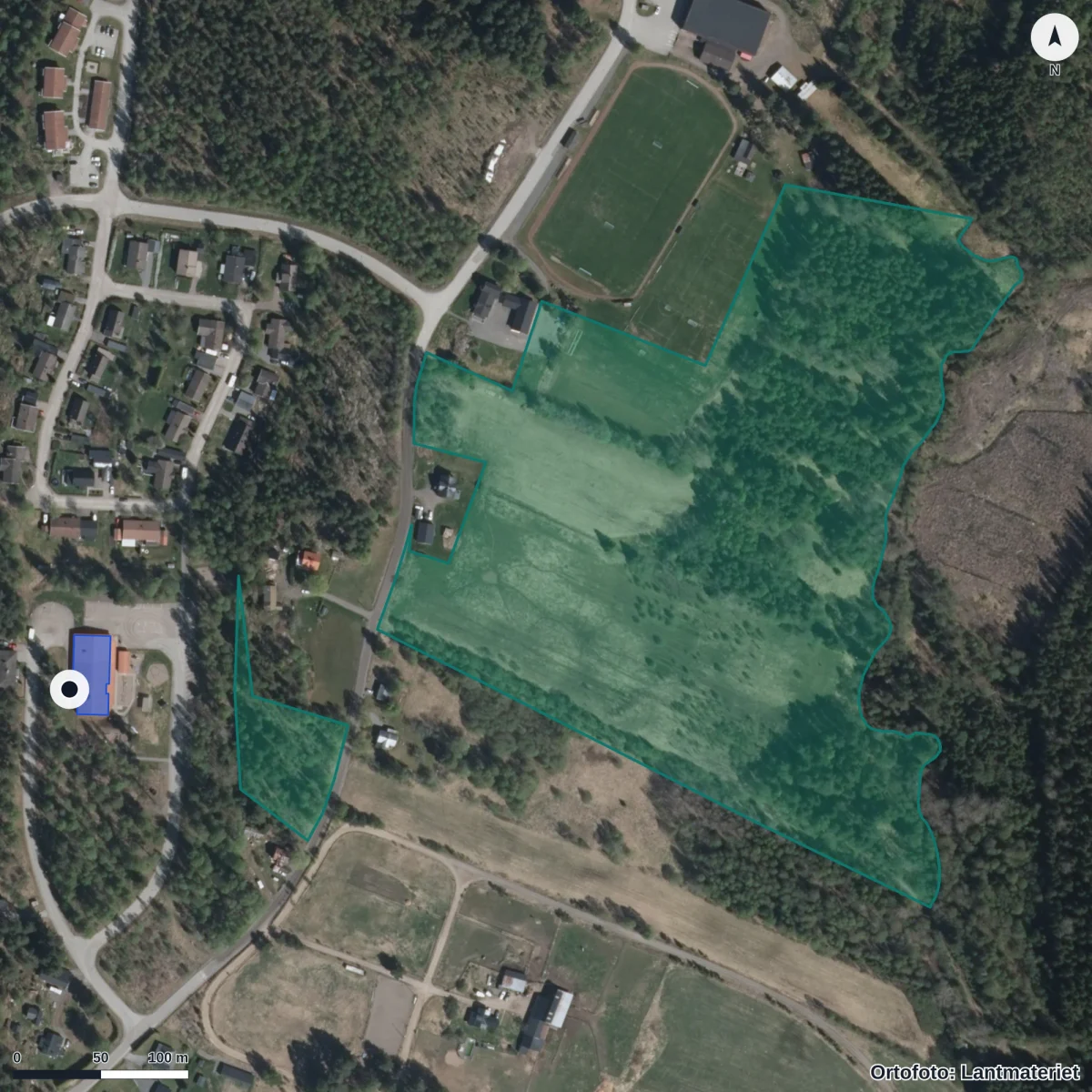 Aerial view of Hagåsen, orthophoto from Lantmäteriet