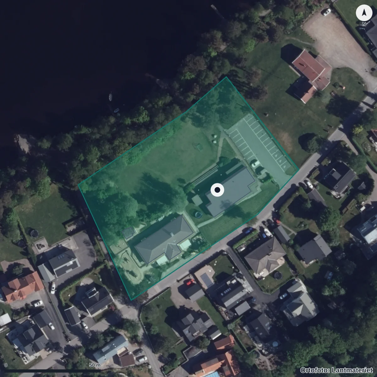 Aerial view of Trollskogens Förskola, orthophoto from Lantmäteriet