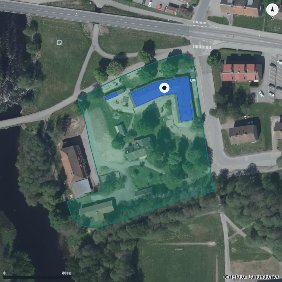 Flygbild över Kullerbyttan, ortofoto från Lantmäteriet