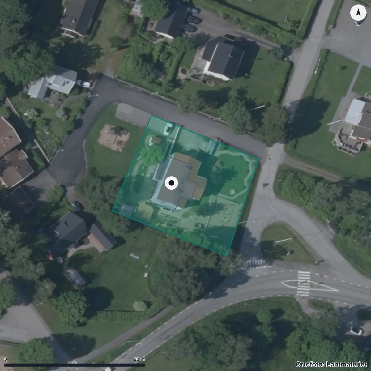 Aerial view of Ljungby Förskola, orthophoto from Lantmäteriet