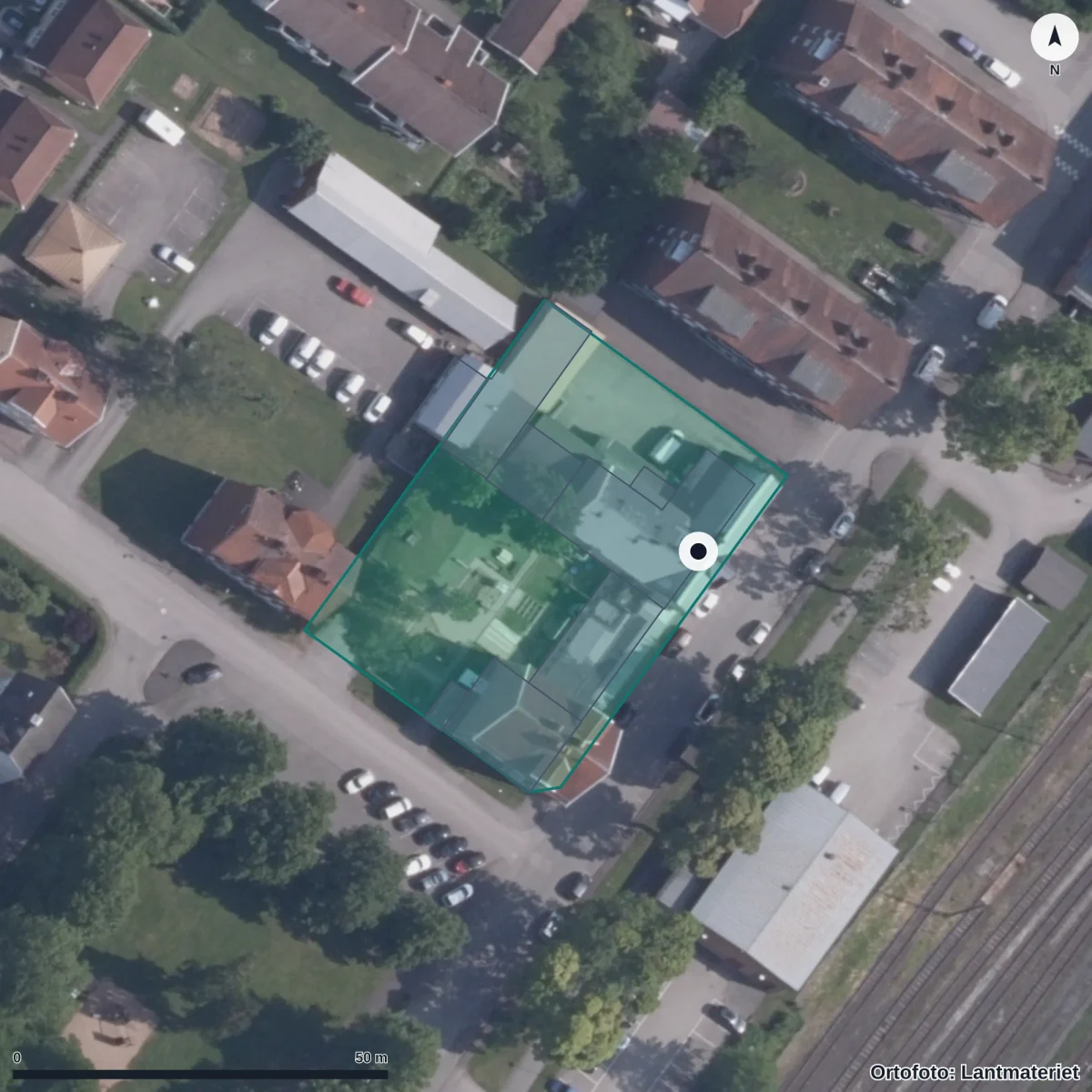 Aerial view of Förskolan Växthuset Pingstförsamlingen Falköping, orthophoto from Lantmäteriet