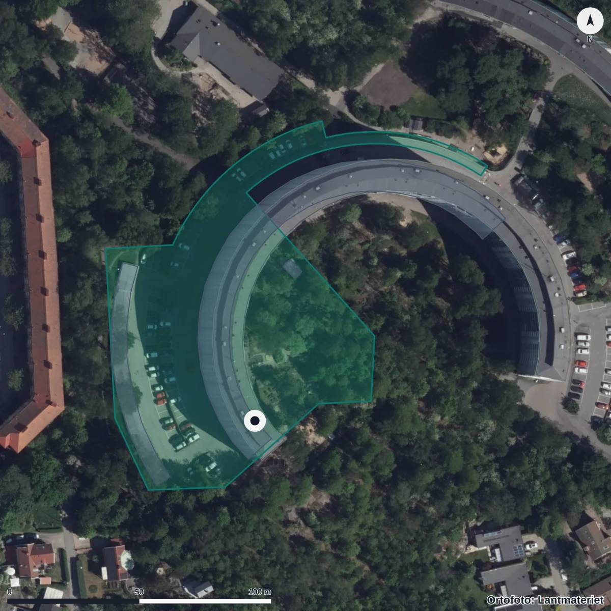Aerial view of Musica Förskola, orthophoto from Lantmäteriet