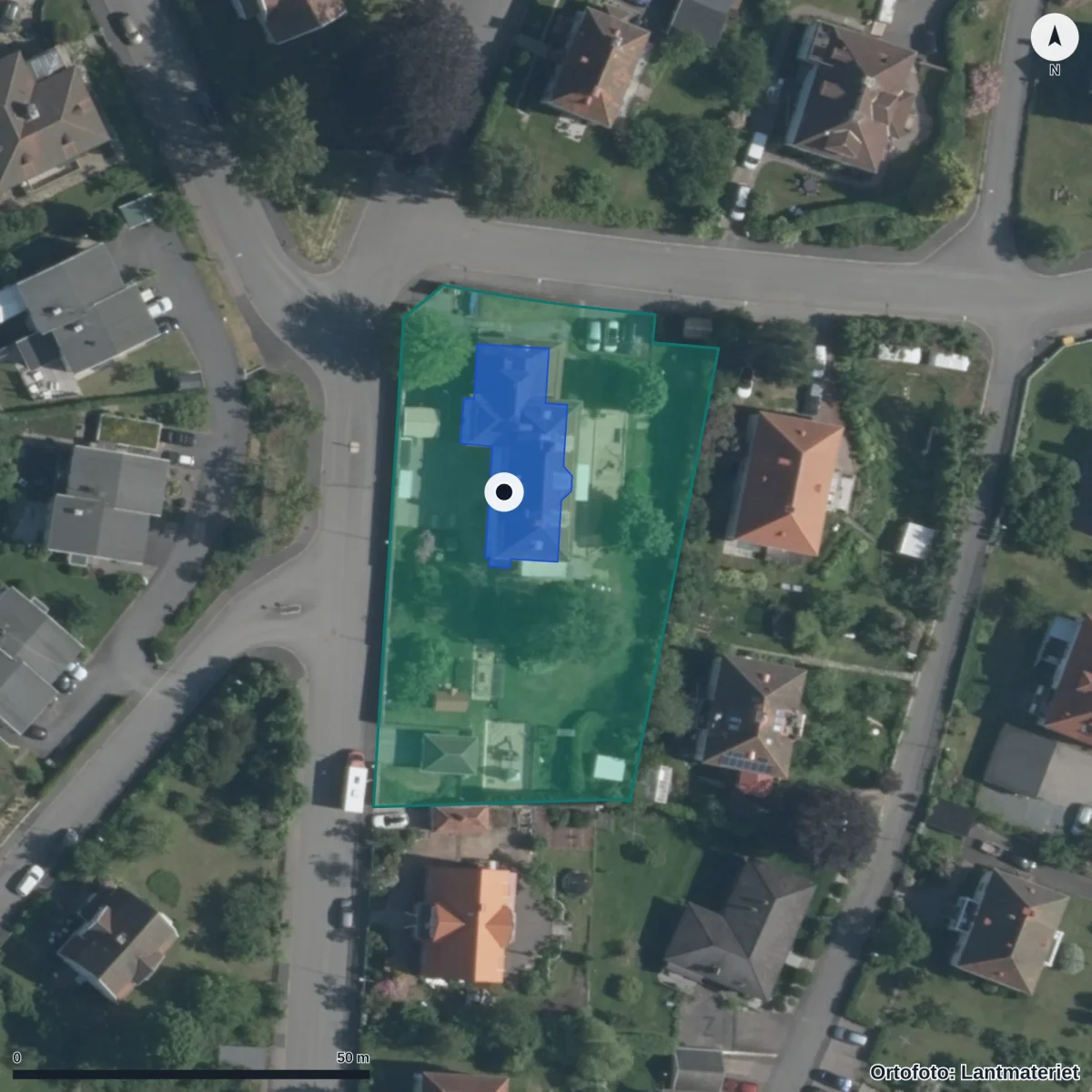 Aerial view of Vårsols Förskola, orthophoto from Lantmäteriet