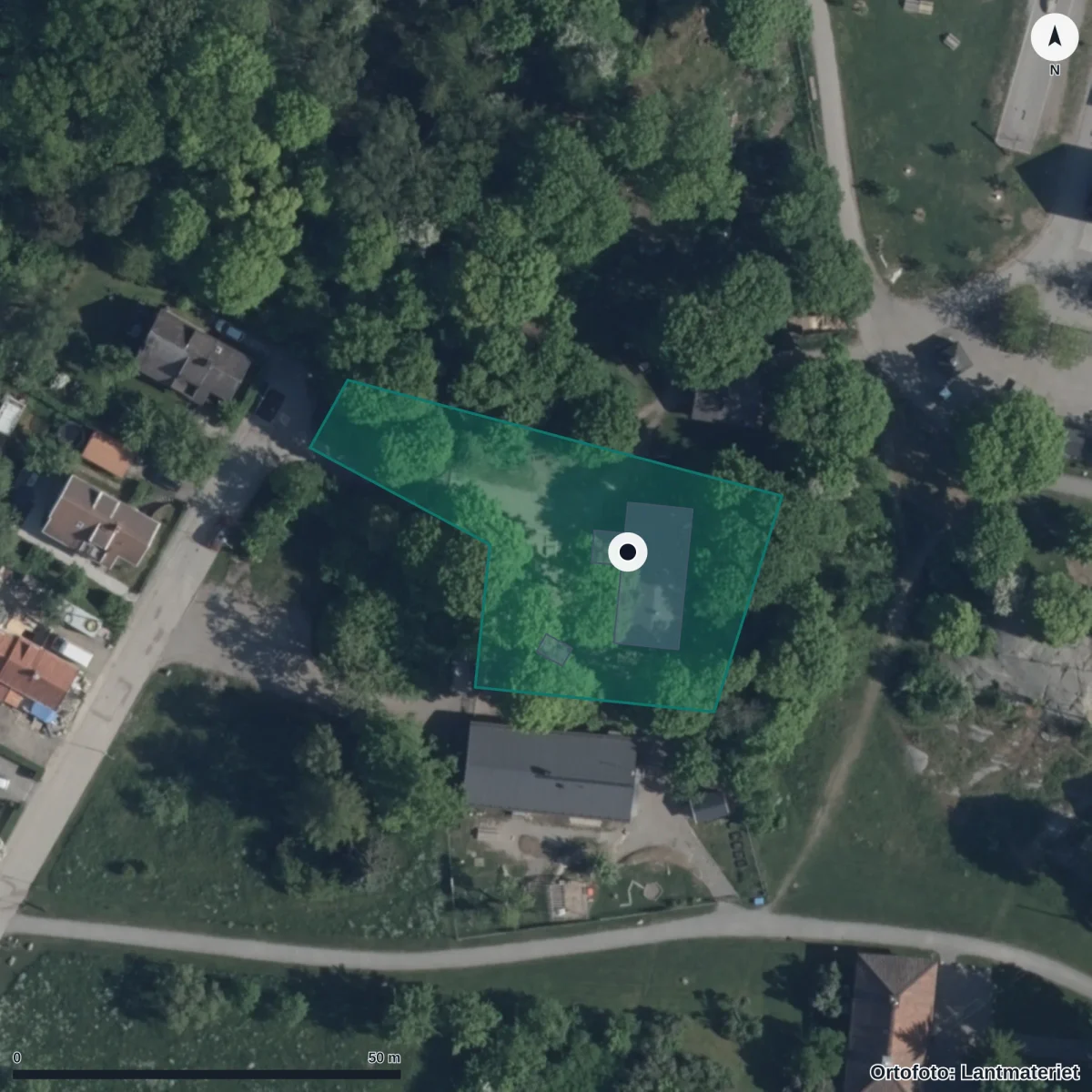 Aerial view of Förskolan Blomstermåla, orthophoto from Lantmäteriet