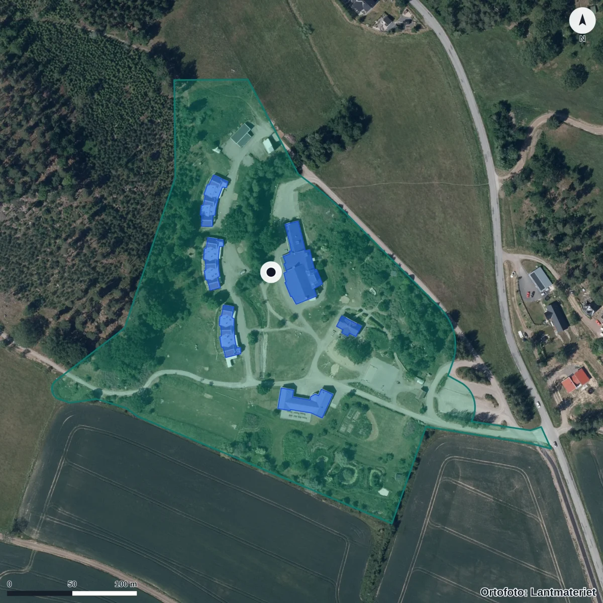 Aerial view of Förskolan Virvelvinden, orthophoto from Lantmäteriet