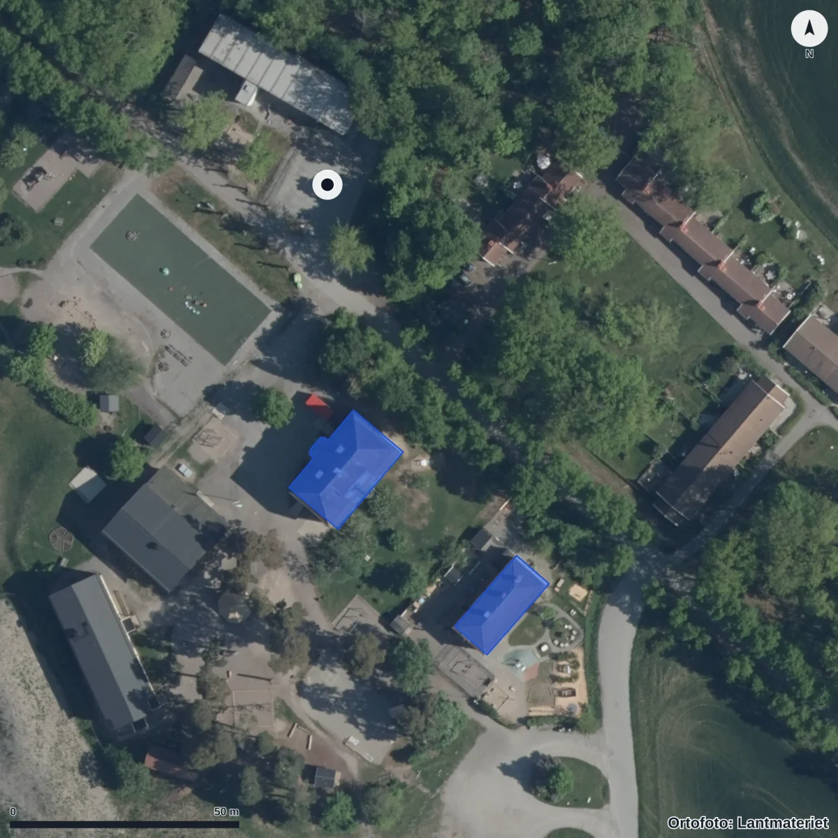 Aerial view of Drottningholms Förskola, orthophoto from Lantmäteriet