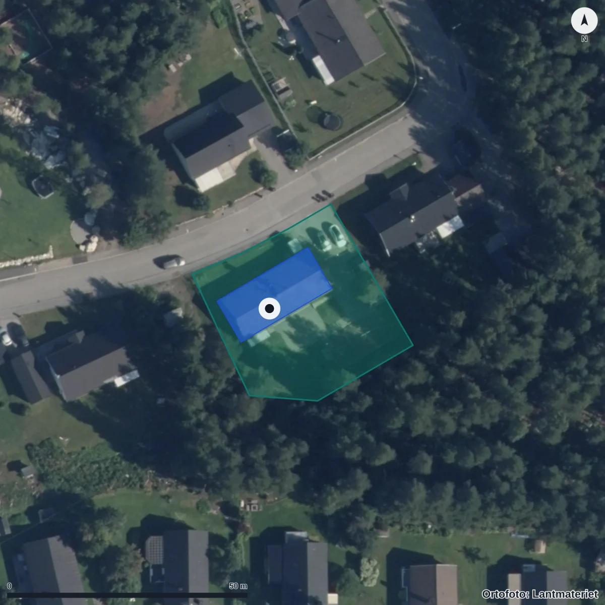 Aerial view of Klippans Förskola, orthophoto from Lantmäteriet