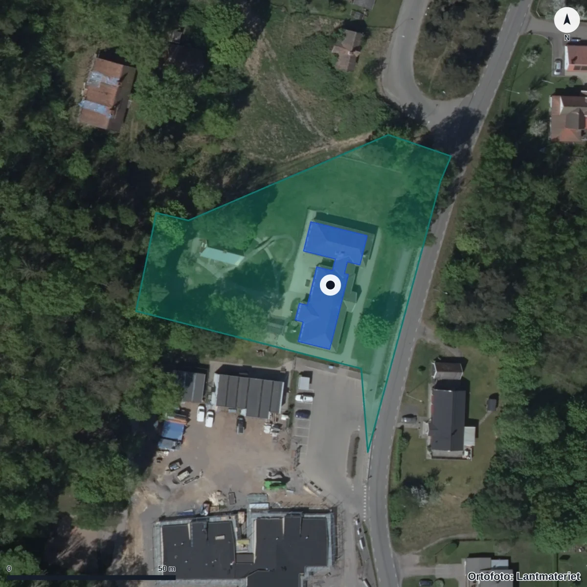 Aerial view of Förskola Ekedalen, orthophoto from Lantmäteriet