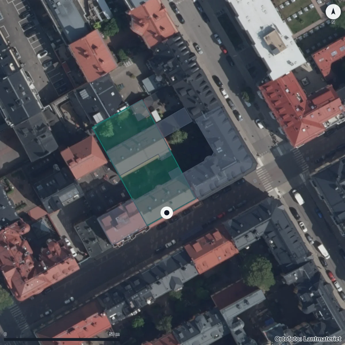 Aerial view of Förskolan Roten Föräldrakooperativet, orthophoto from Lantmäteriet