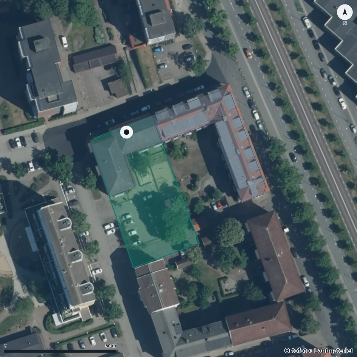 Flygbild över Tallkottens Förskola, ortofoto från Lantmäteriet