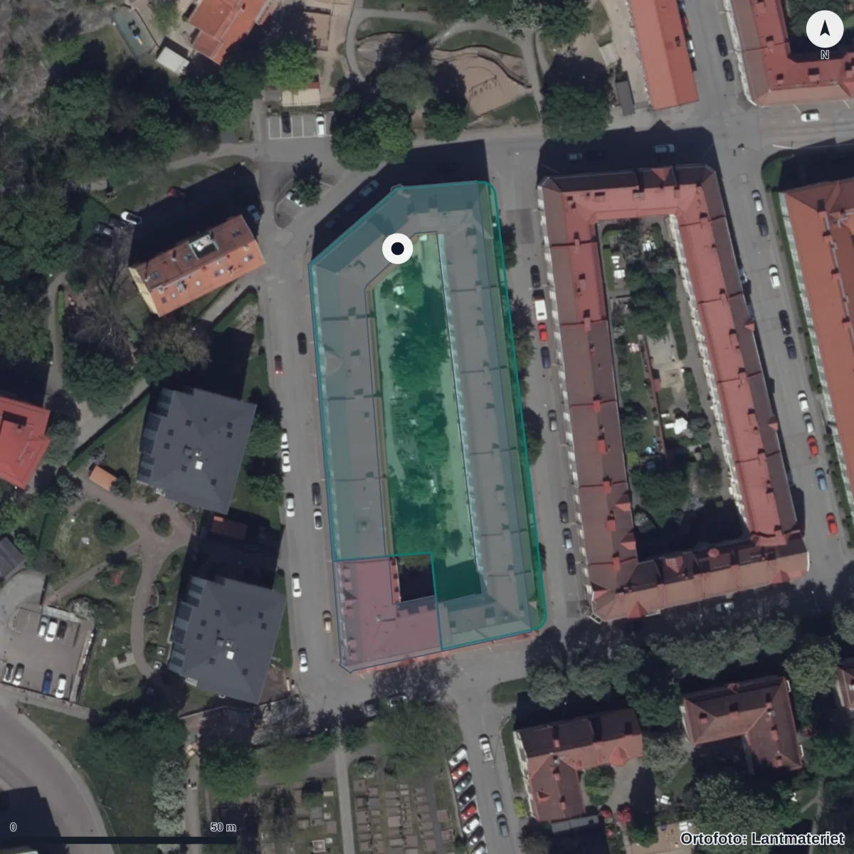 Flygbild över Gothenburgs Preschool Söderslingsgatan, ortofoto från Lantmäteriet