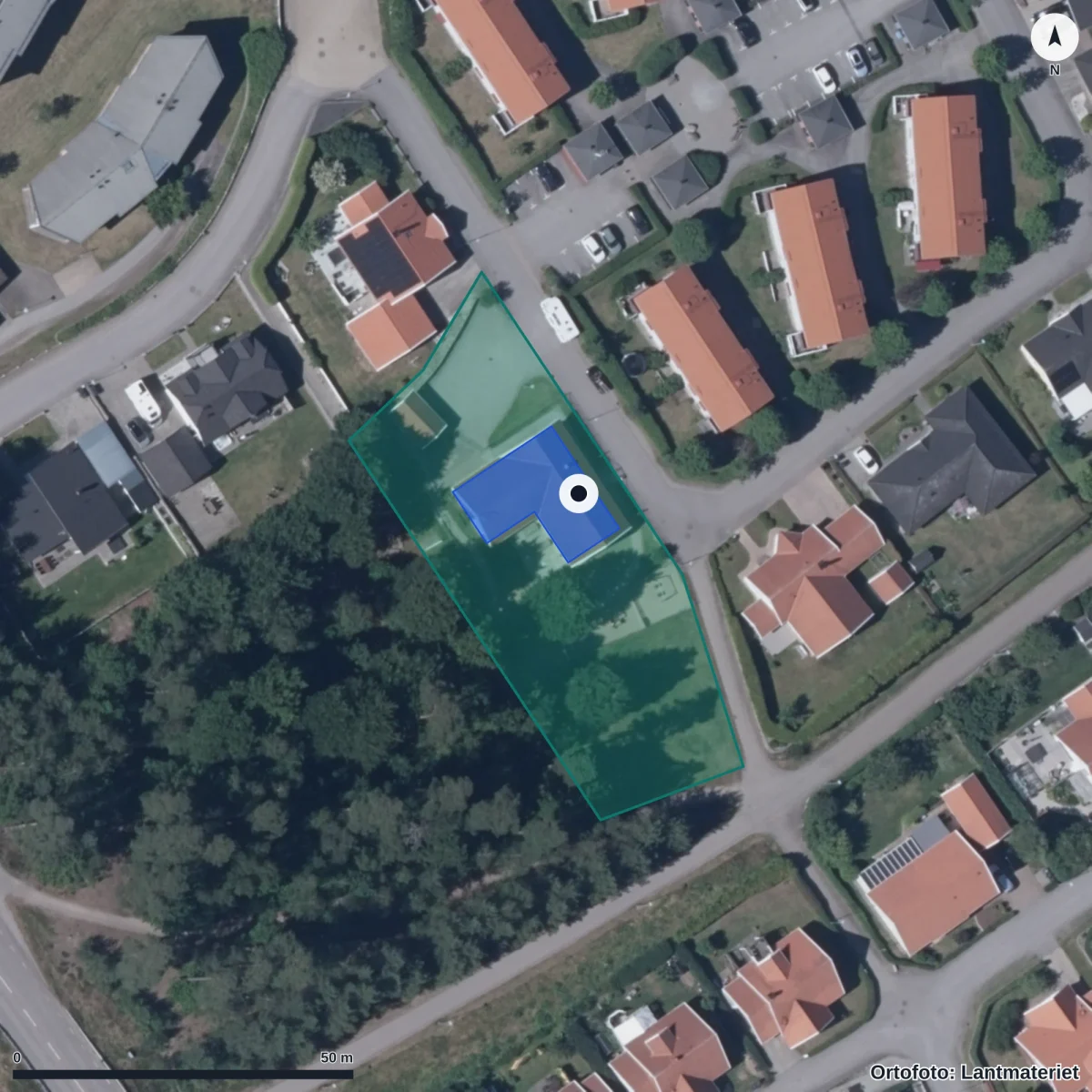 Flygbild över Förskola 528832, ortofoto från Lantmäteriet
