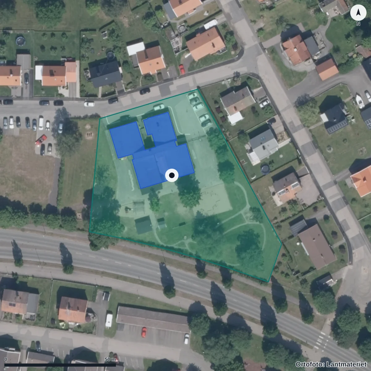 Aerial view of Förskolan Ugglan, orthophoto from Lantmäteriet