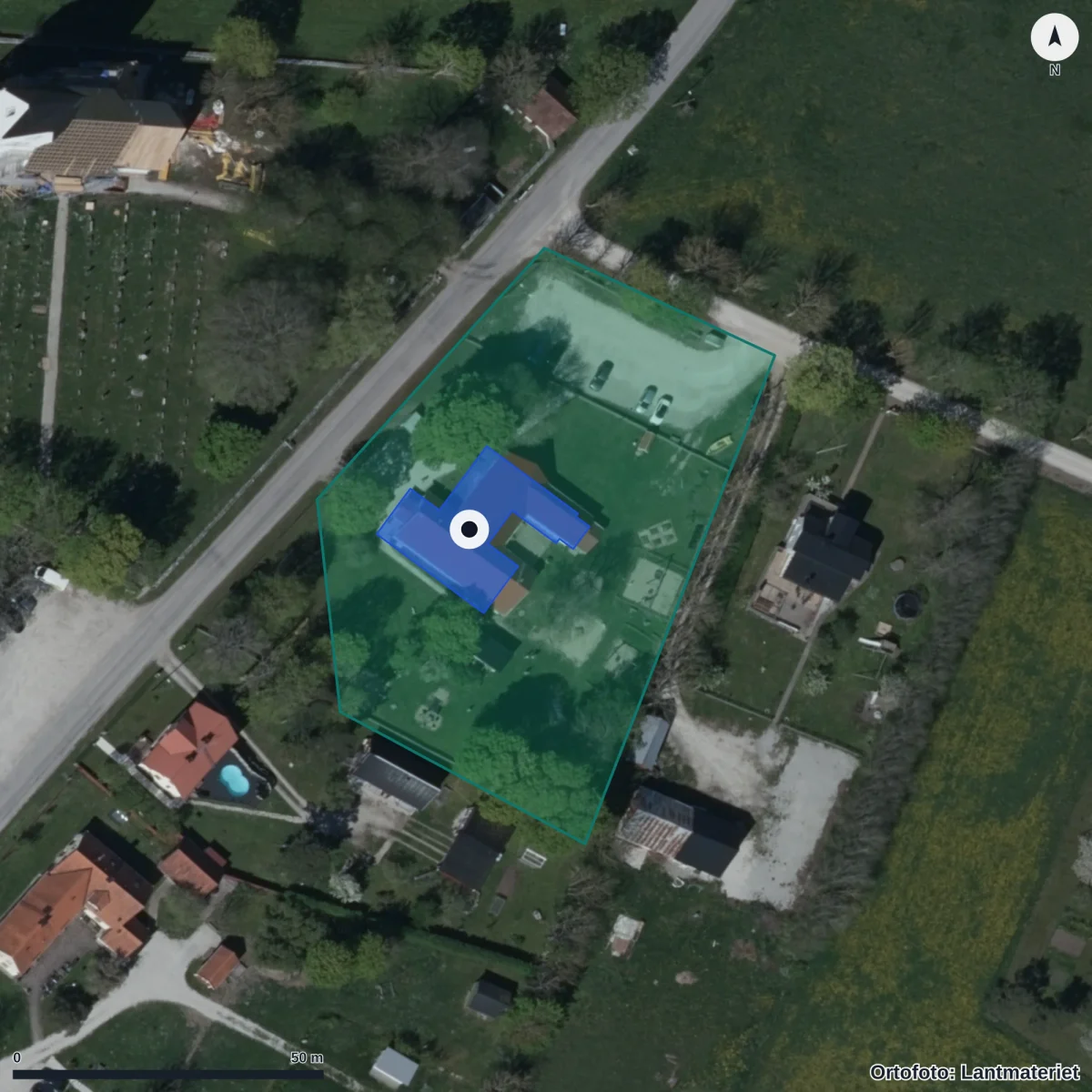 Flygbild över Tofflan Förskola Fristående, ortofoto från Lantmäteriet
