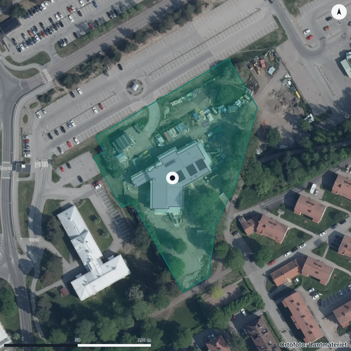 Flygbild över Klintbergsgården, ortofoto från Lantmäteriet