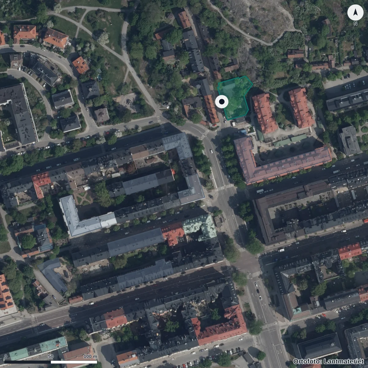Flygbild över Förskolan Elvan, ortofoto från Lantmäteriet