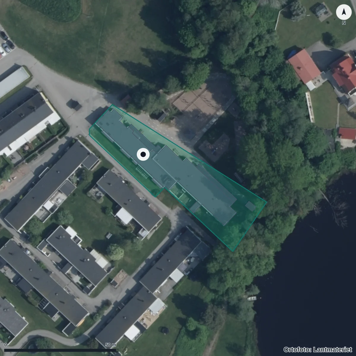 Aerial view of Närbogården, orthophoto from Lantmäteriet