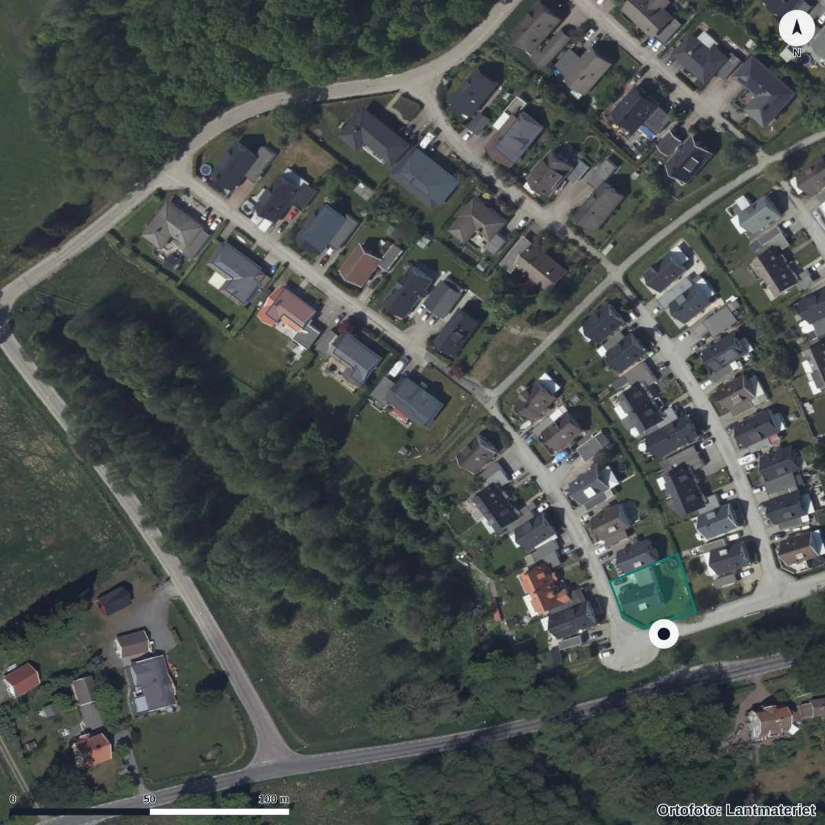 Aerial view of Lammets Förskola, orthophoto from Lantmäteriet