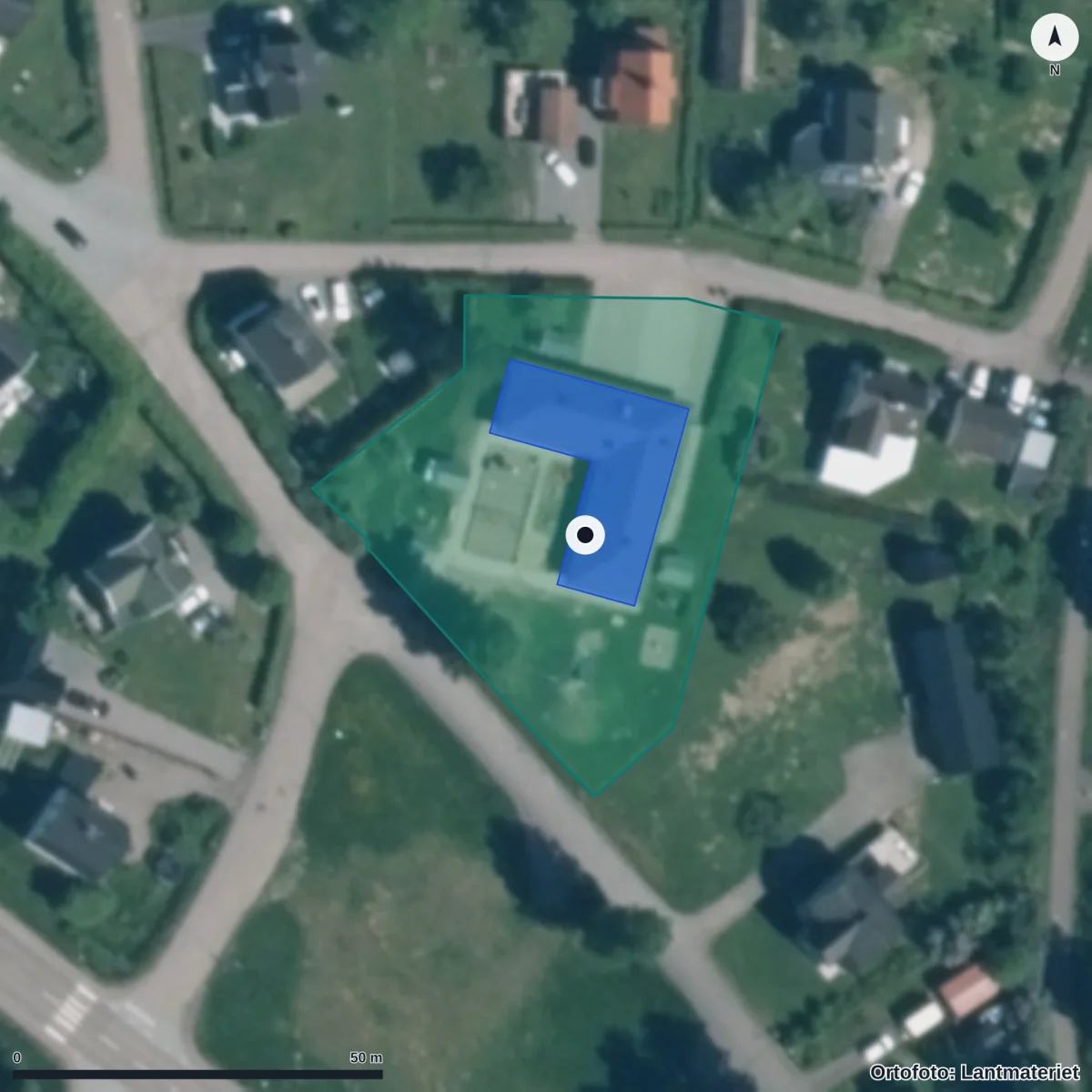 Aerial view of Förskolan Vitsippan, orthophoto from Lantmäteriet