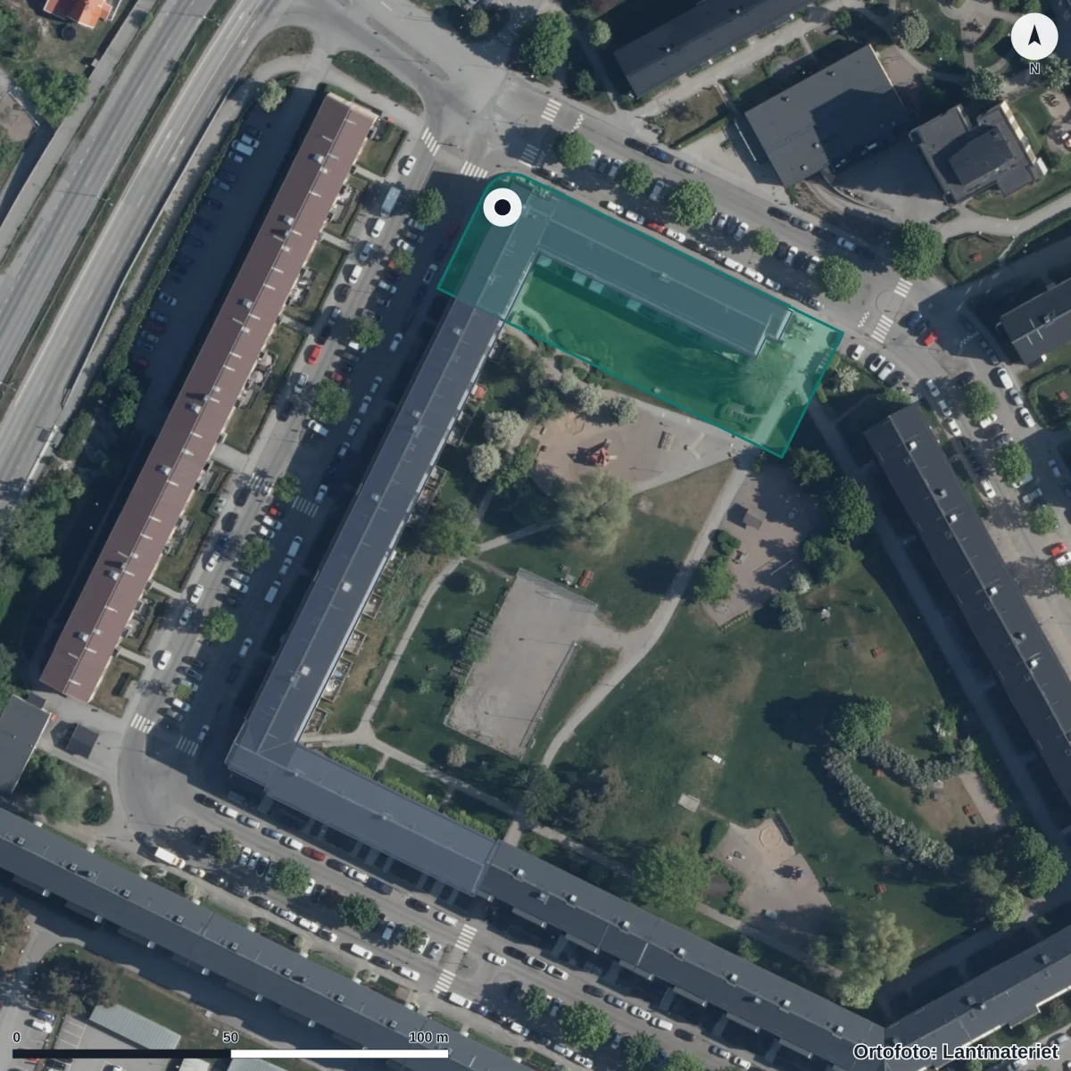 Aerial view of Montessoriförskolan Kuben Ekonomisk Förening, orthophoto from Lantmäteriet