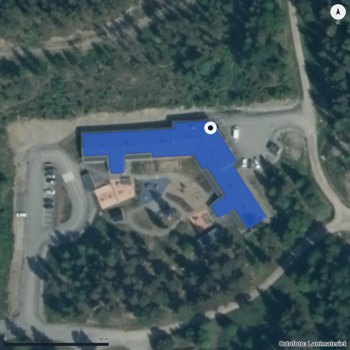 Aerial view of Skogsgläntans Förskola, orthophoto from Lantmäteriet