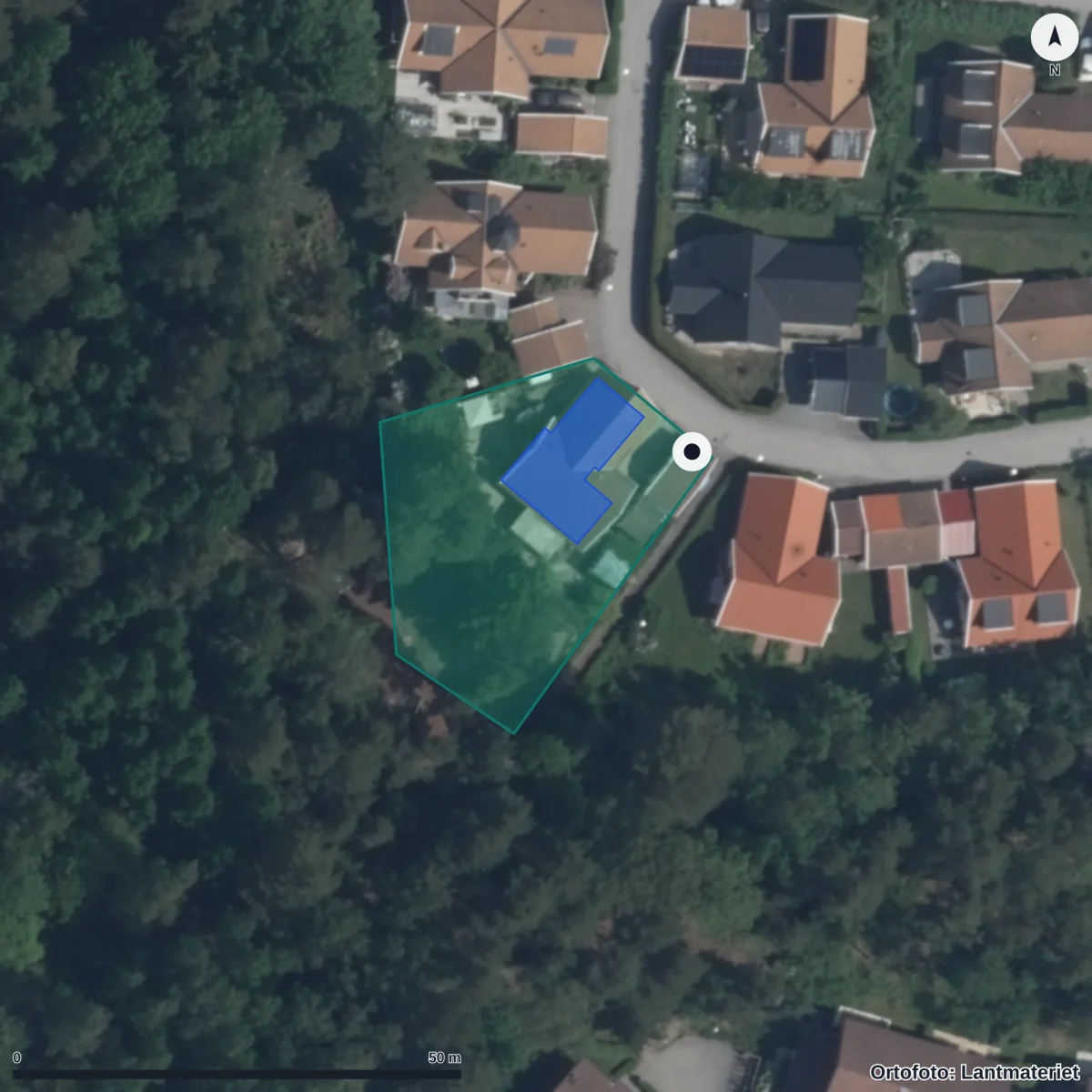Flygbild över I Ur Och Skur Villa Villekulla Förskola, ortofoto från Lantmäteriet