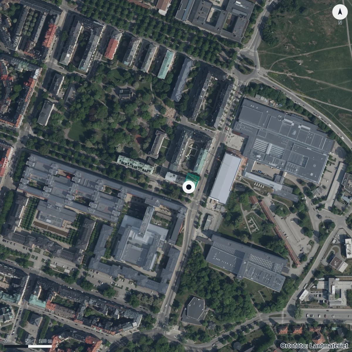 Aerial view of Innovitaskolan Banérporten, orthophoto from Lantmäteriet