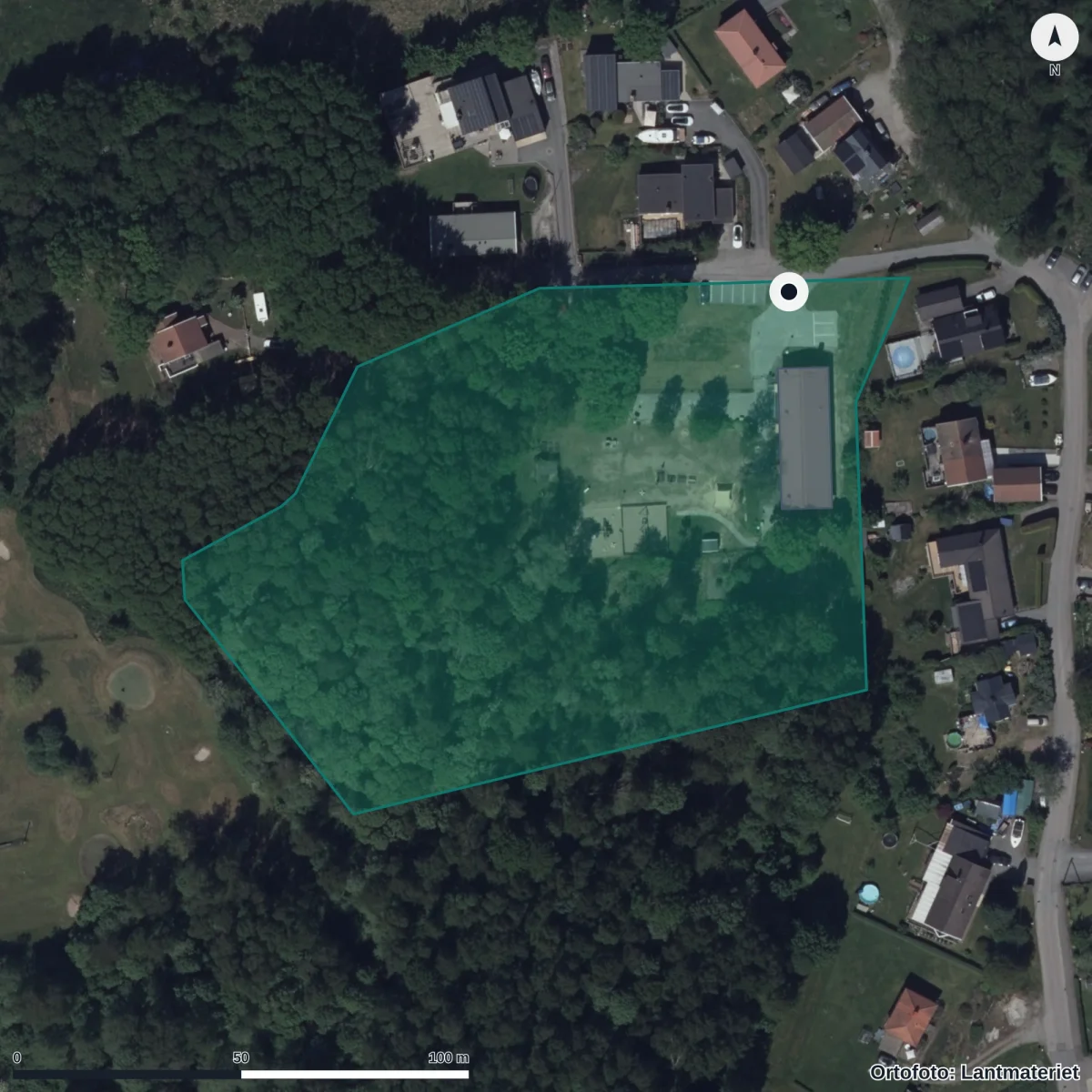 Aerial view of Förskolan Helge, orthophoto from Lantmäteriet