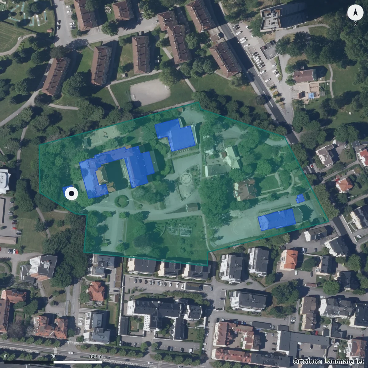 Aerial view of Stentrollets Förskola, orthophoto from Lantmäteriet