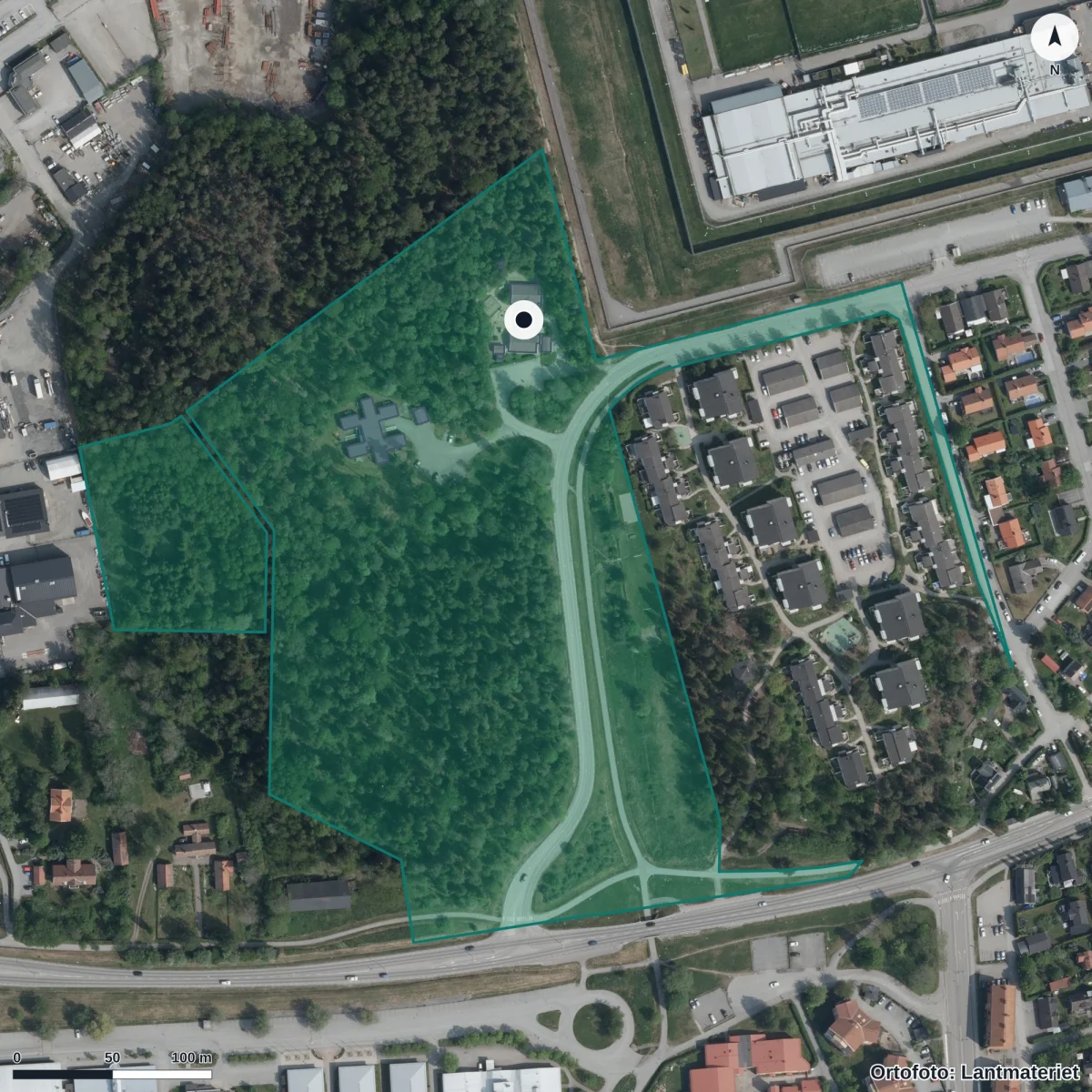 Aerial view of Norrteljepedagab-trollebo Fsk, orthophoto from Lantmäteriet