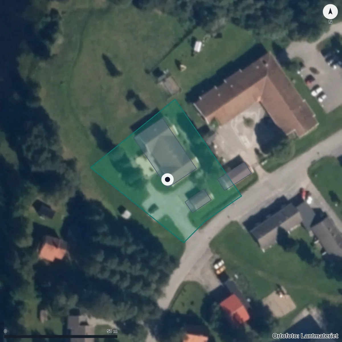 Flygbild över Hagens Förskola, ortofoto från Lantmäteriet