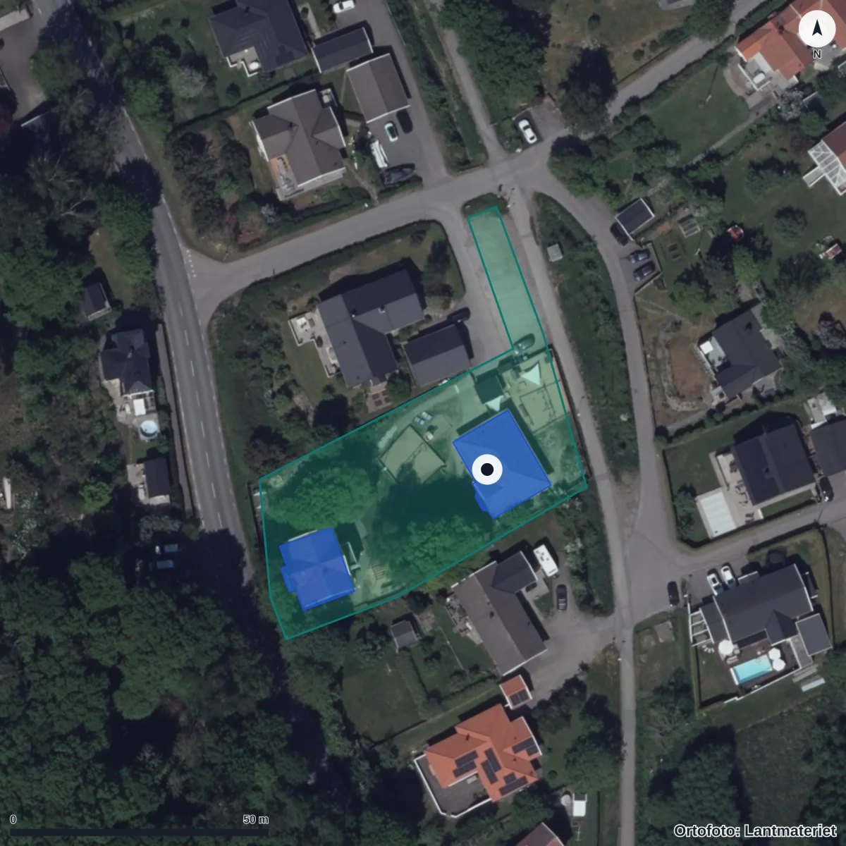 Aerial view of Föräldrakooperativet Ekebyvägen Ekonomisk Förening, orthophoto from Lantmäteriet
